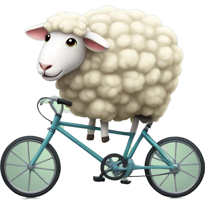 Cute sheep on bicycle  emoji