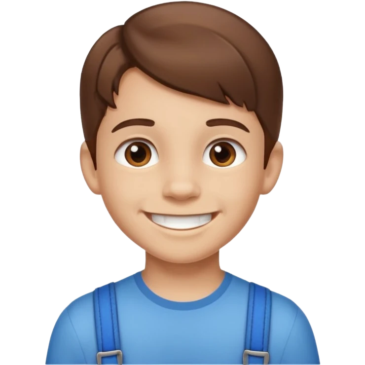 Kid with brown hair smiling with braces emoji