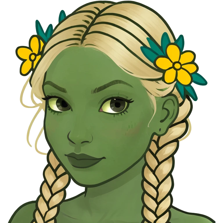 braided blonde hair with flowers in it emoji