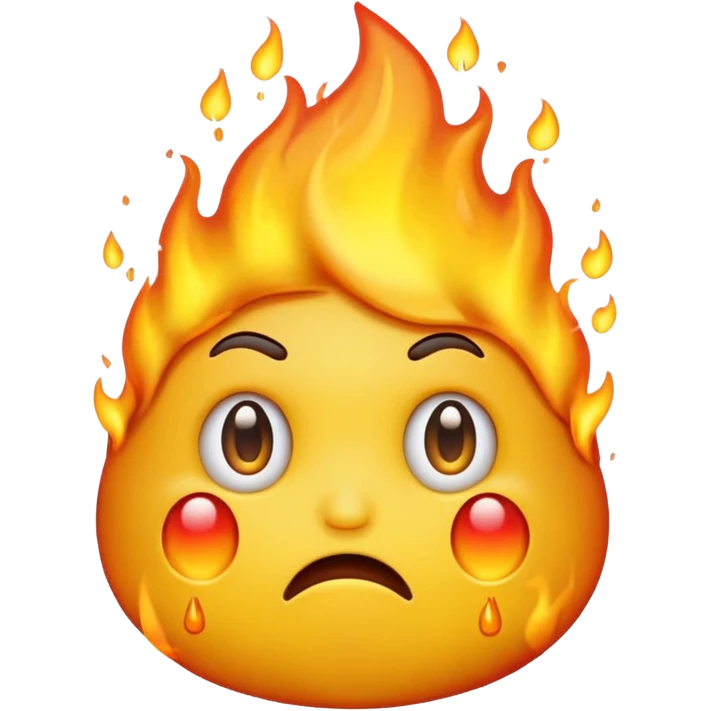 The emoji yellow On fire Scared emoji