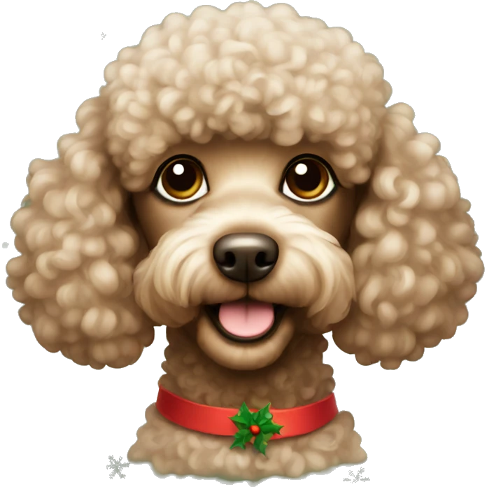 Brown Christmas Poodle  emoji