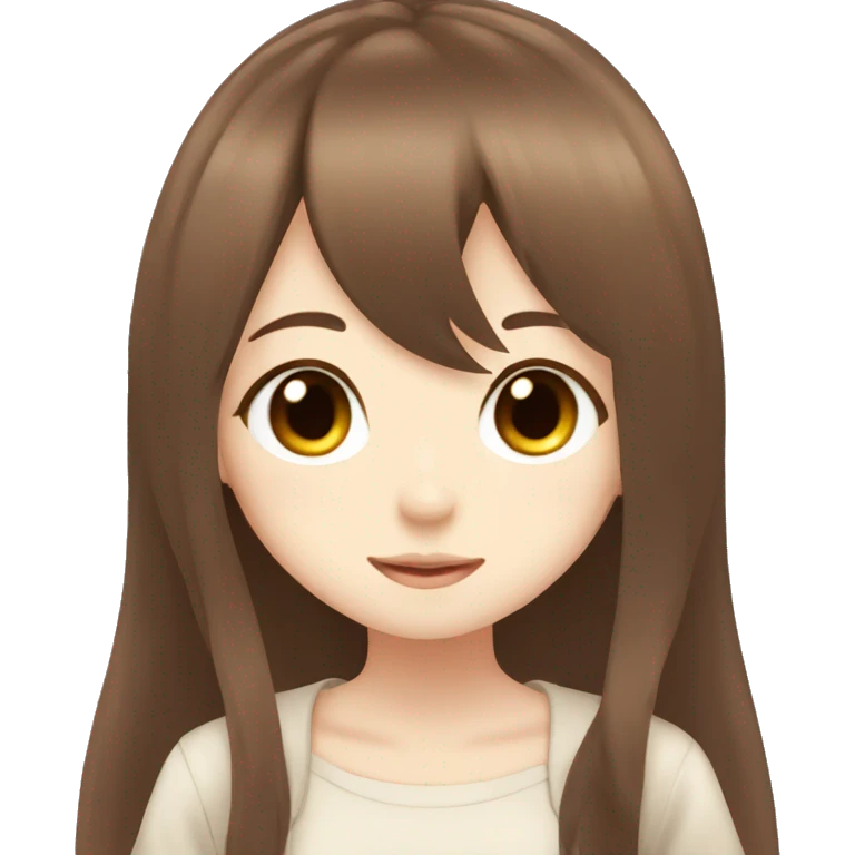 kawaii long brown hair anime girl  emoji