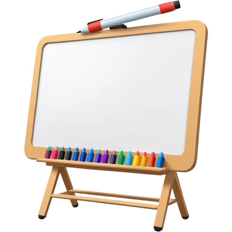 drawing board whiteboard with colorful markers emoji