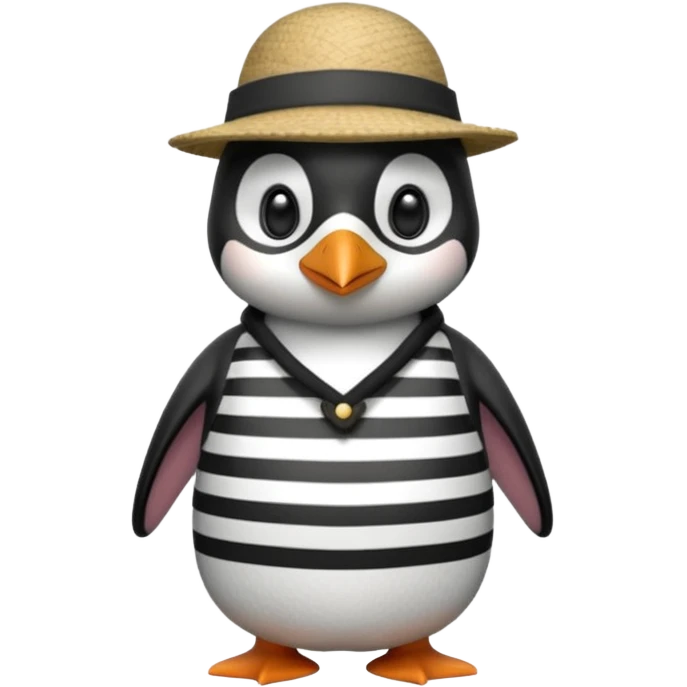 penguin wearing gondolier striped shirt and hat emoji