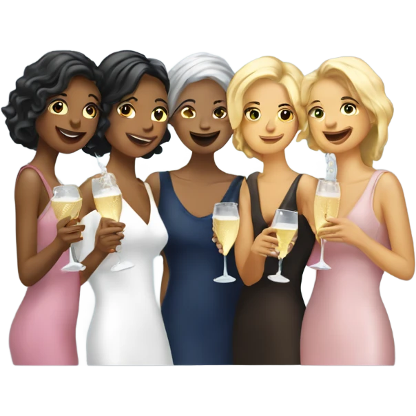 6 ladies drinking Prosecco  emoji