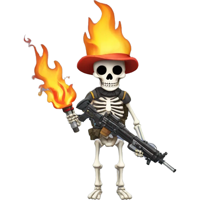 Skeleton soldier with a flamethrower emoji