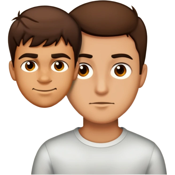 Make the emoji of the guy look as close as possible to the guy in the photos. Match the hair shape and color, eyebrow shape, eyes, nose, lips, skin tone, and facial expression. Keep the emoji style and composition unchanged. emoji