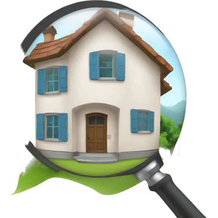 looking at a house with a magnifying glass emoji