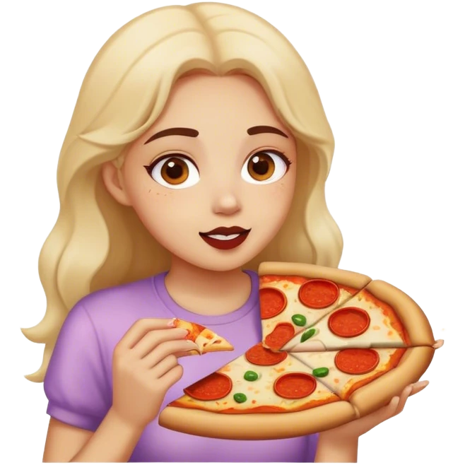 Girl eating pizza emoji