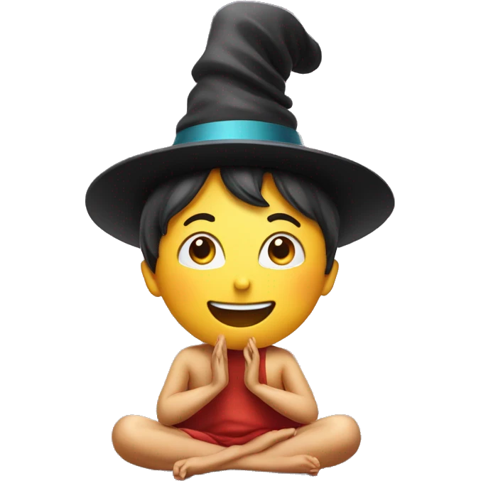 A happy kid meditating with a magician hat emoji