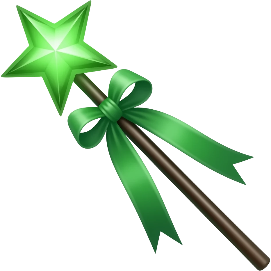 Green Ribboned green magic wand emoji