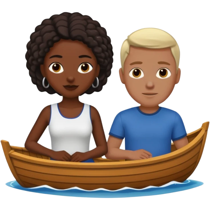 A black woman and white man in a boat  emoji