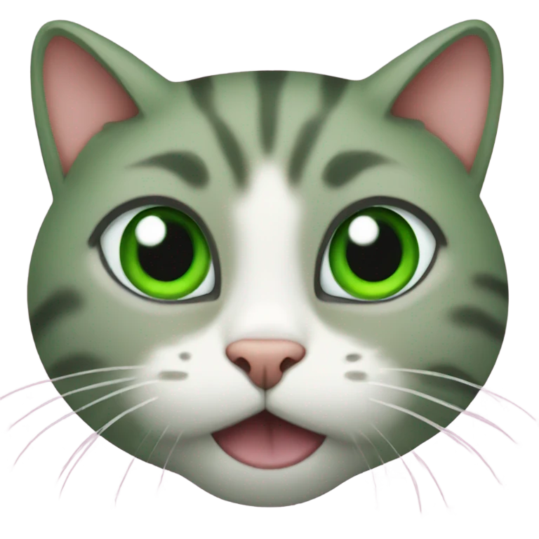 Cat green eyes eating fish emoji