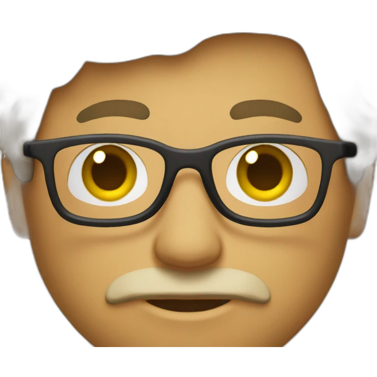 Hombre mayor, con pelo gafas y sin arrugas emoji