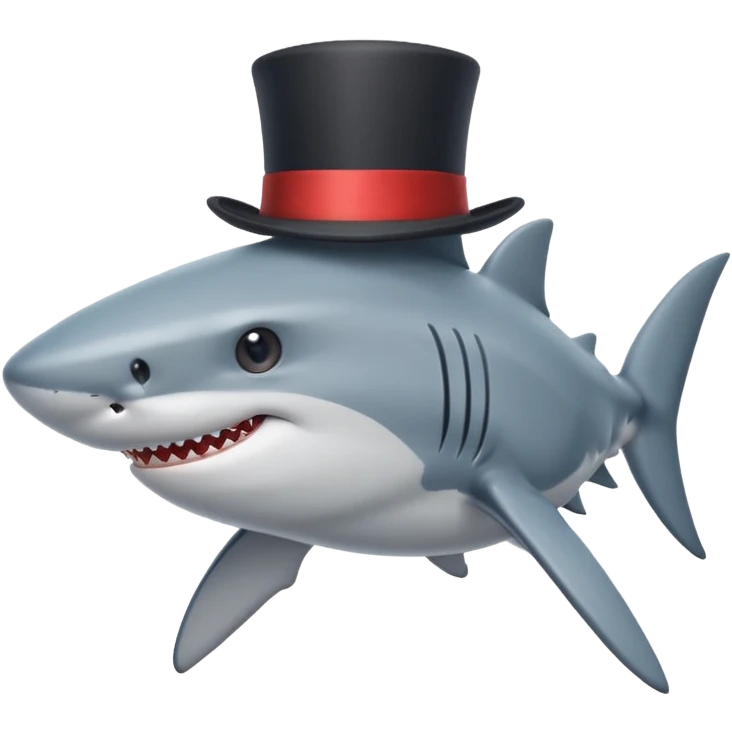Shark with a top hat emoji
