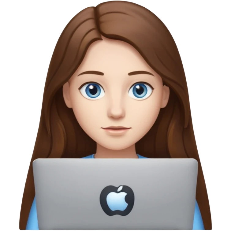 긴 갈색머리에 맥북을 들고 있어 emoji