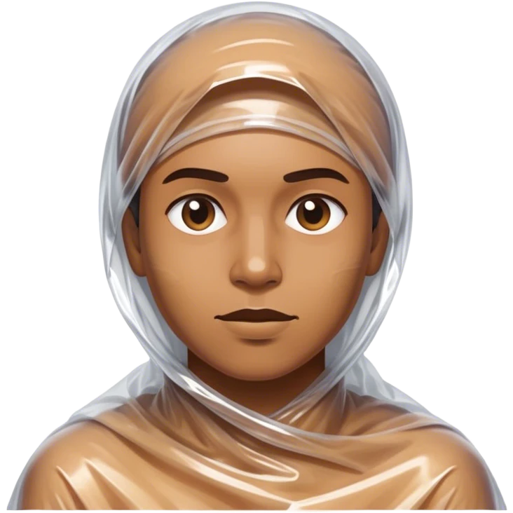 person wrapped in cellophane plastic wrap emoji