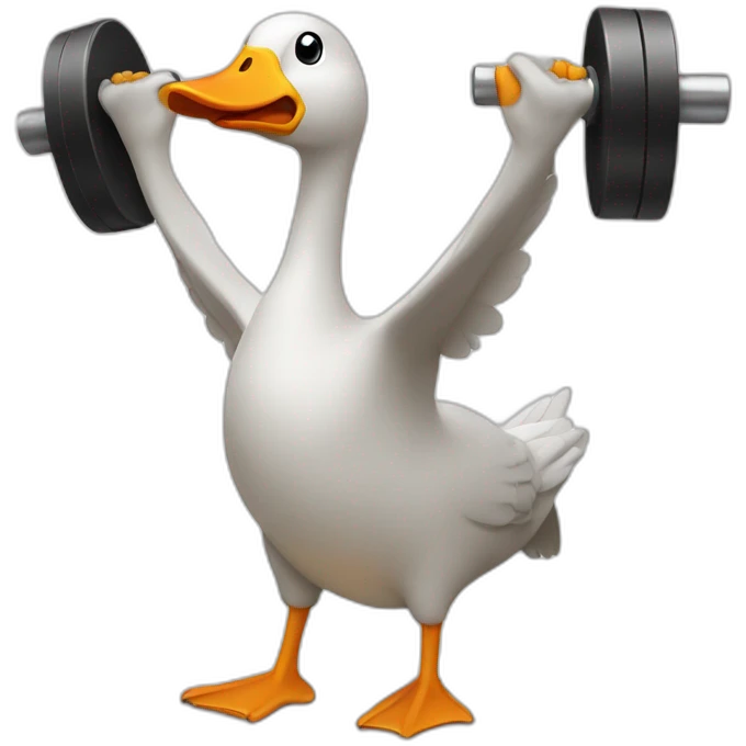 Goose lifting weights emoji