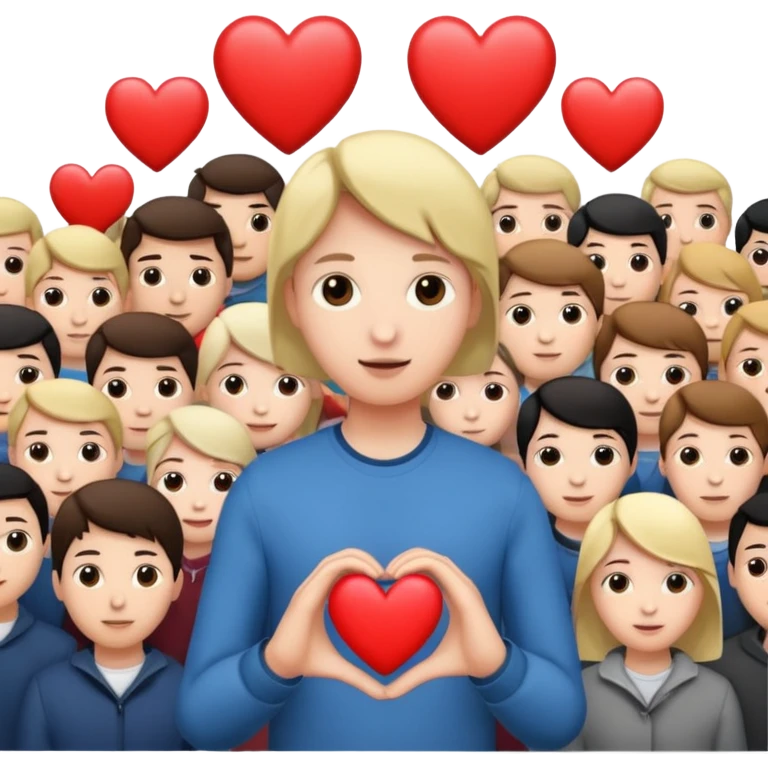 small figure inside a group of people with a heart above emoji