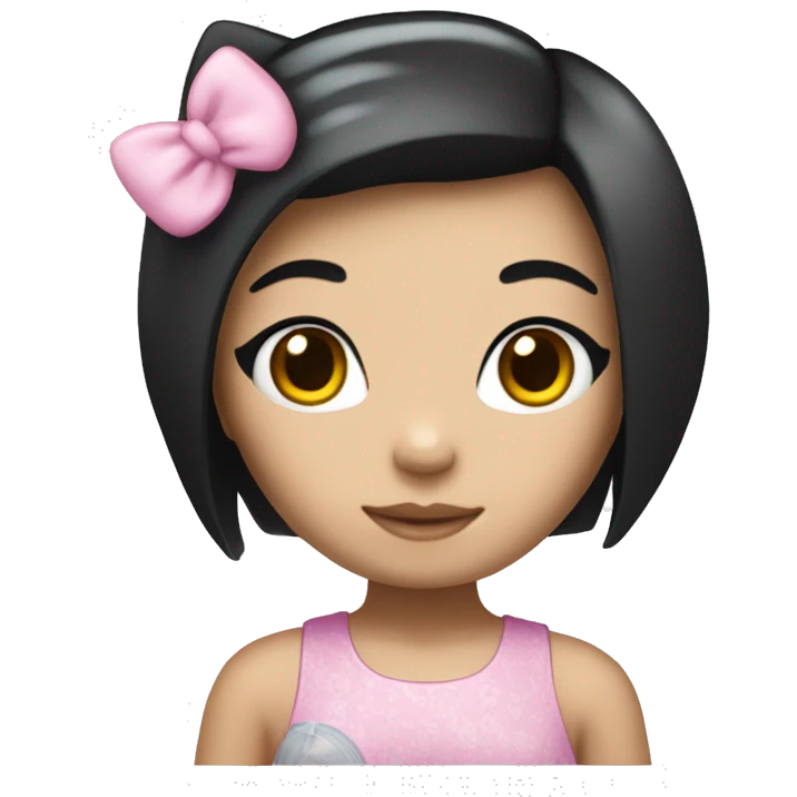 Hello kitty girl with a black straigth hair emoji