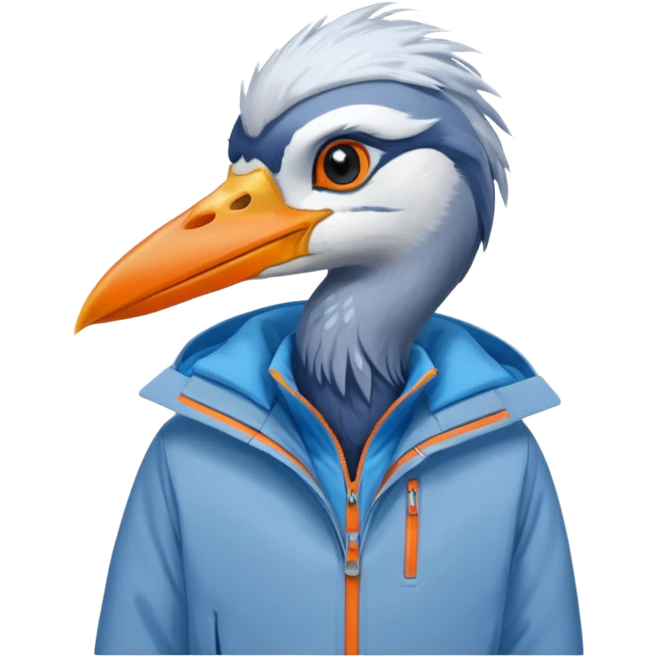  bird heron wearing a ski jacket  emoji