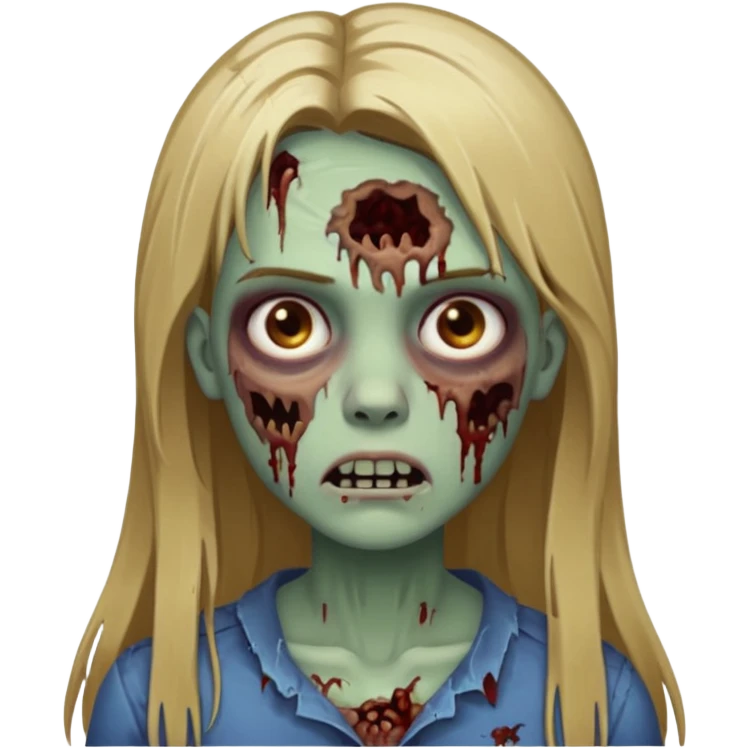 zumbi girl long dark blonde straight hair emoji