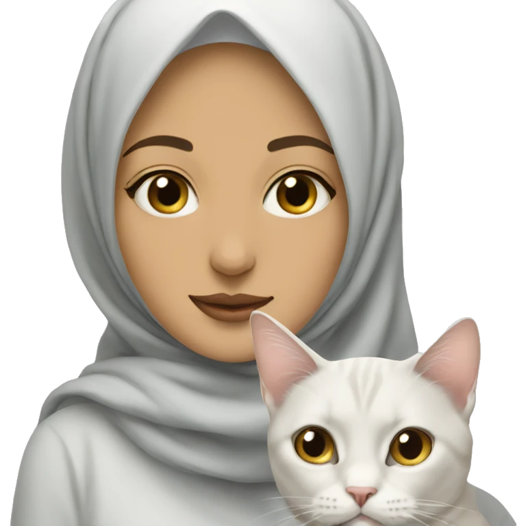 hijabi with white cat emoji