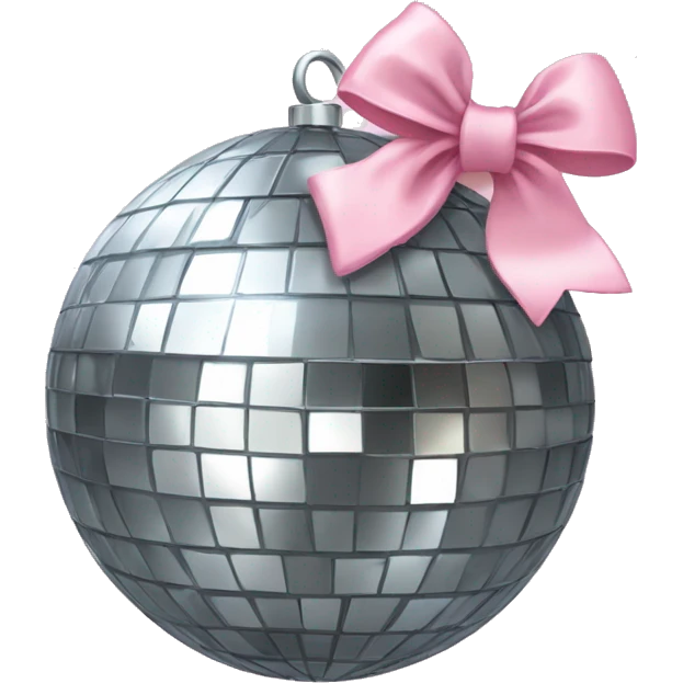 disco ball with a light pink bow on top emoji