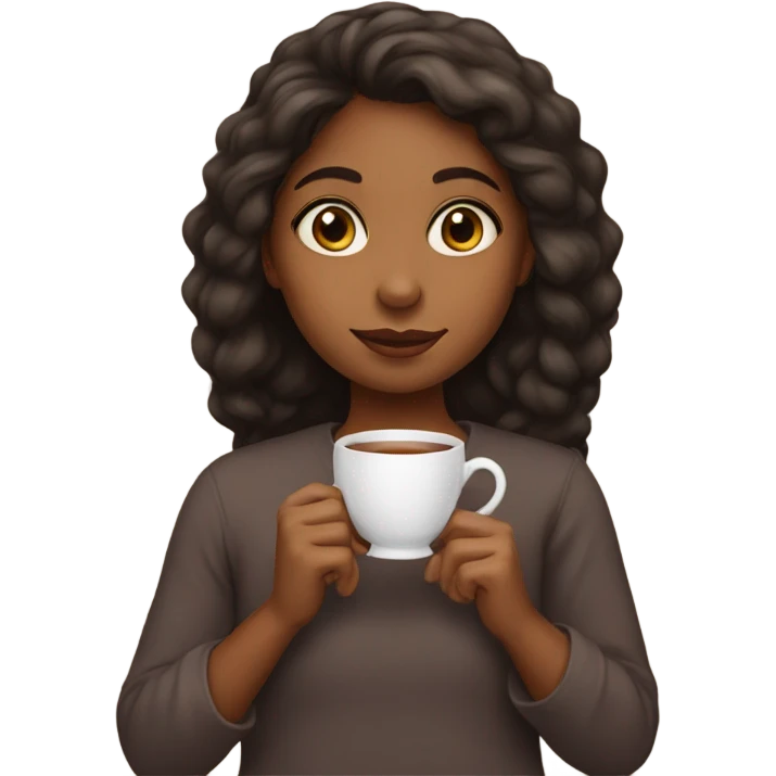Brown girl holding tea cup emoji