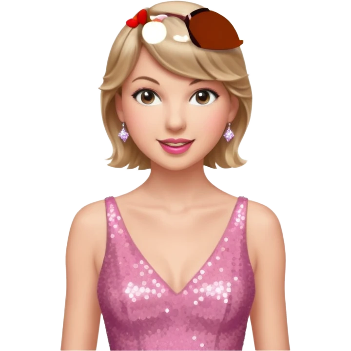 Taylor Swift smile in a sparkling pink dress emoji