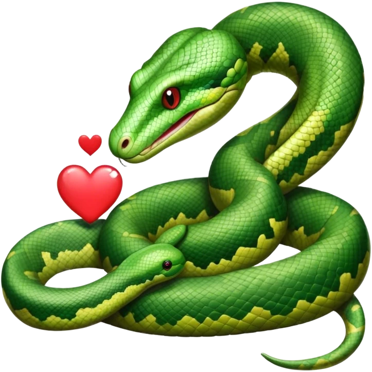 Green Boa constrictor with a heart  emoji
