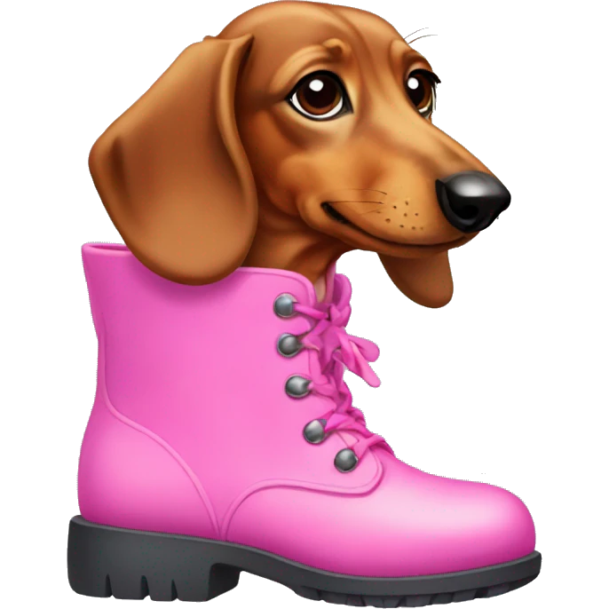 dachshund in pink boots emoji