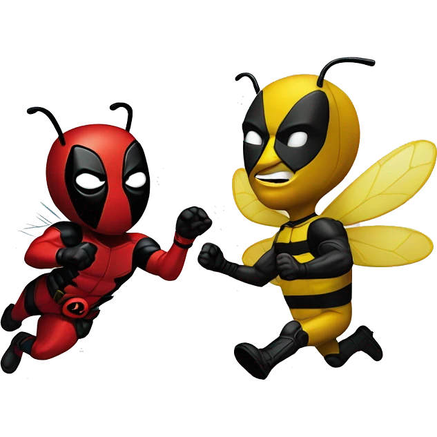 Bee chasing Deadpool  emoji