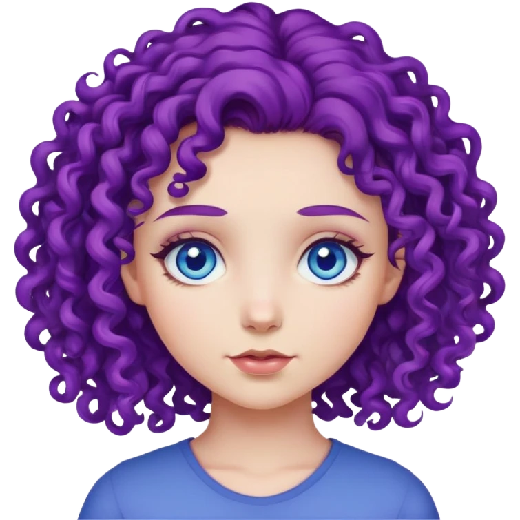 Girl with purple curly hair and blue eyes  emoji