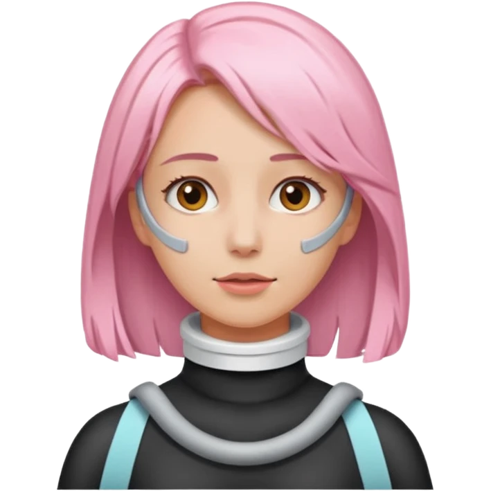 Woman with light pink shoulder length hair and neck brace emoji