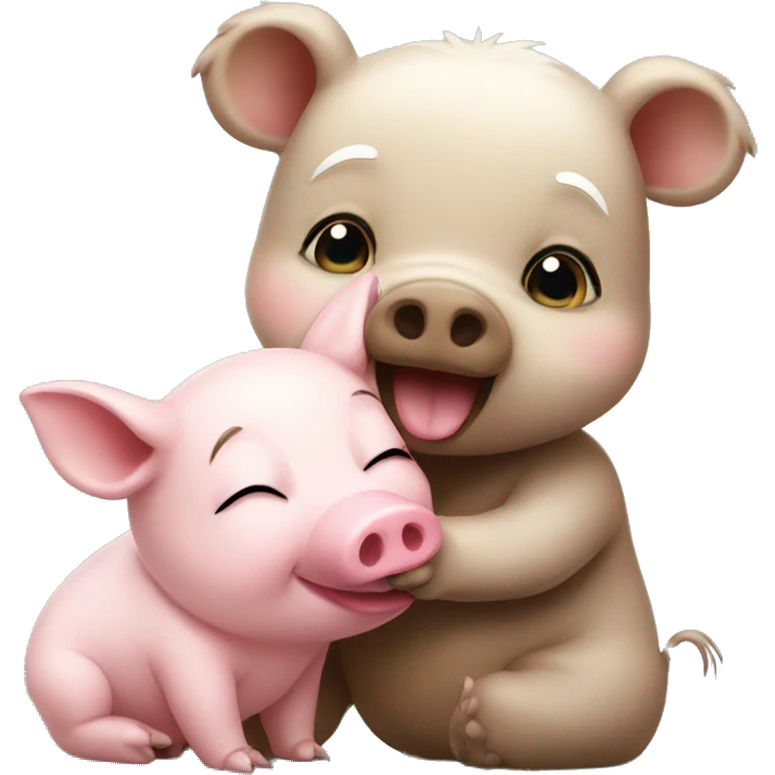 Bear kiss baby pig emoji