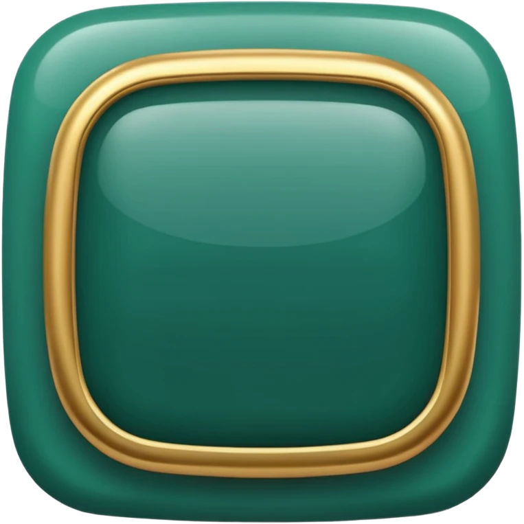 Blank dark Jade and gold edged rounded square icon button emoji