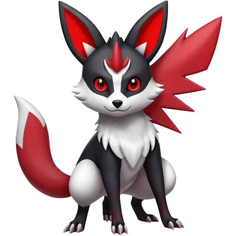 White, black and red Umbreon-Zangoose-fusion (full body) emoji