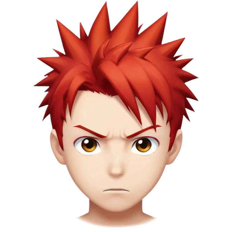 Anime boy with spiky red hair and determined expression emoji