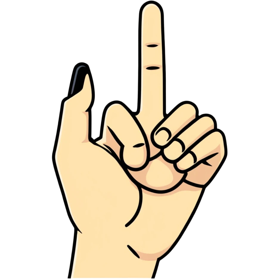 Sticking up the middle finger but a baddie emoji
