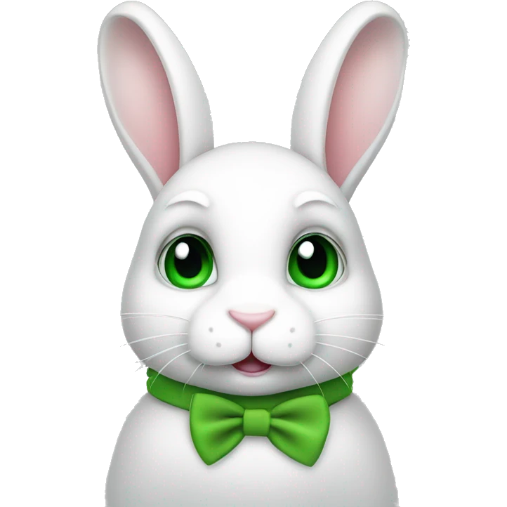 Cute White bunny with green eyes curious and question symbol  emoji