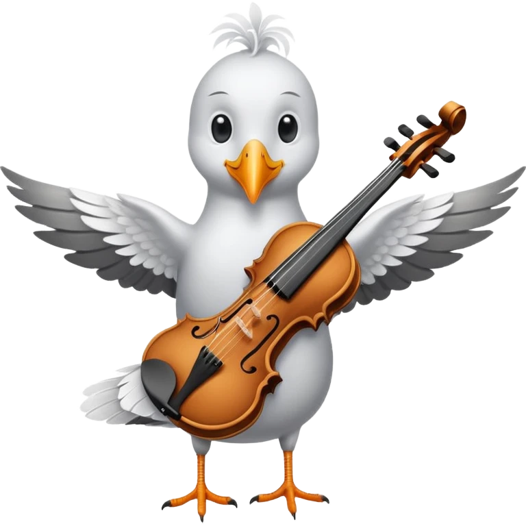 Seagull playing playing violin emoji
