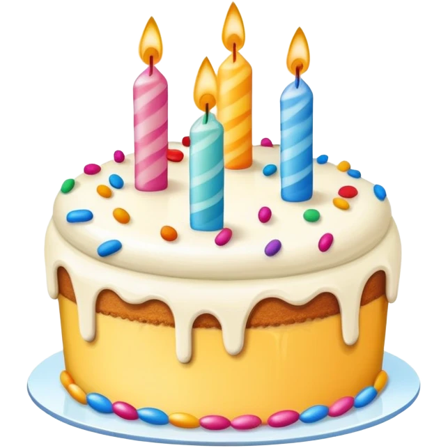 Birthday gift card with cake decoration emoji