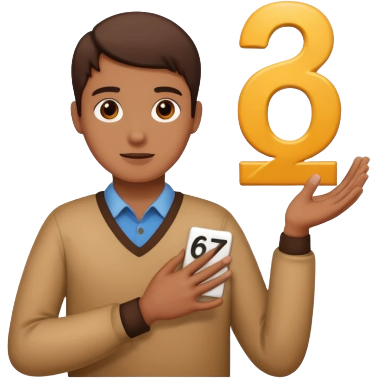 Head with hands holding  6 and 7 emoji