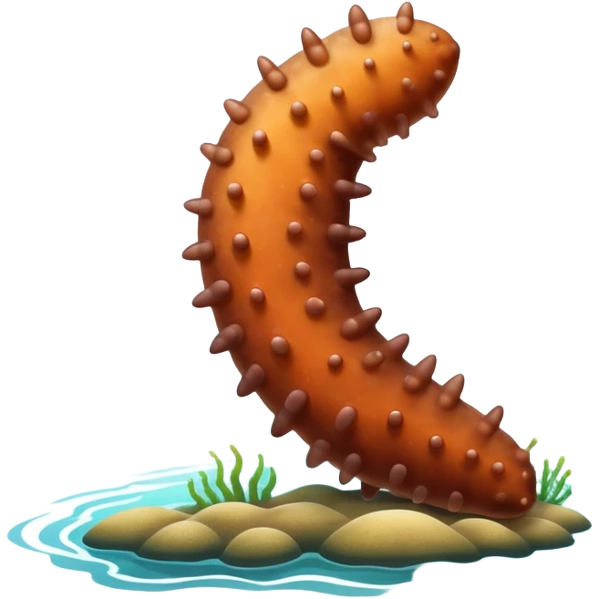 A sea cucumber slowly moves along the ocean floor, its soft, segmented body blending with the surroundings. emoji