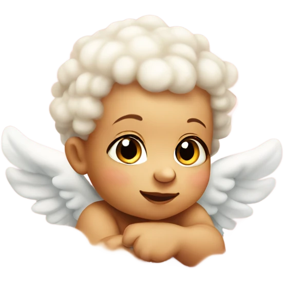 Cherub baby sitting on soft pink cloud emoji