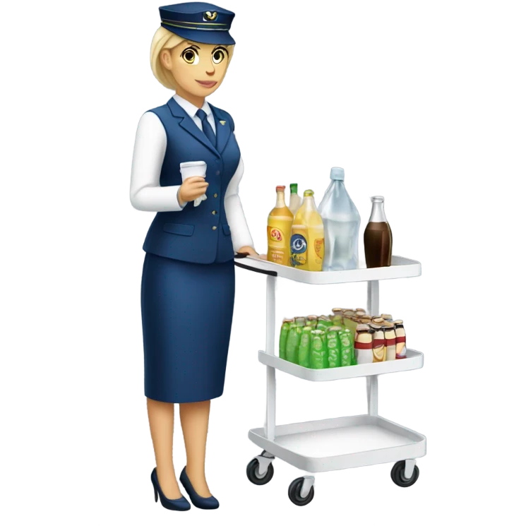 White flight attendant with cart emoji
