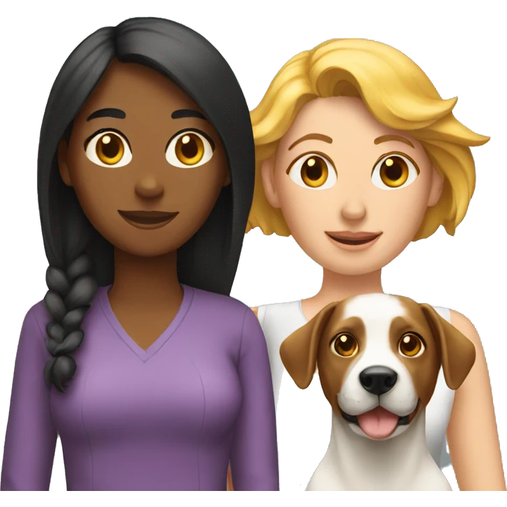 two women with a dog emoji