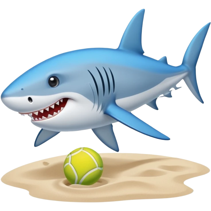 Un tiburón con tenis en una playa emoji
