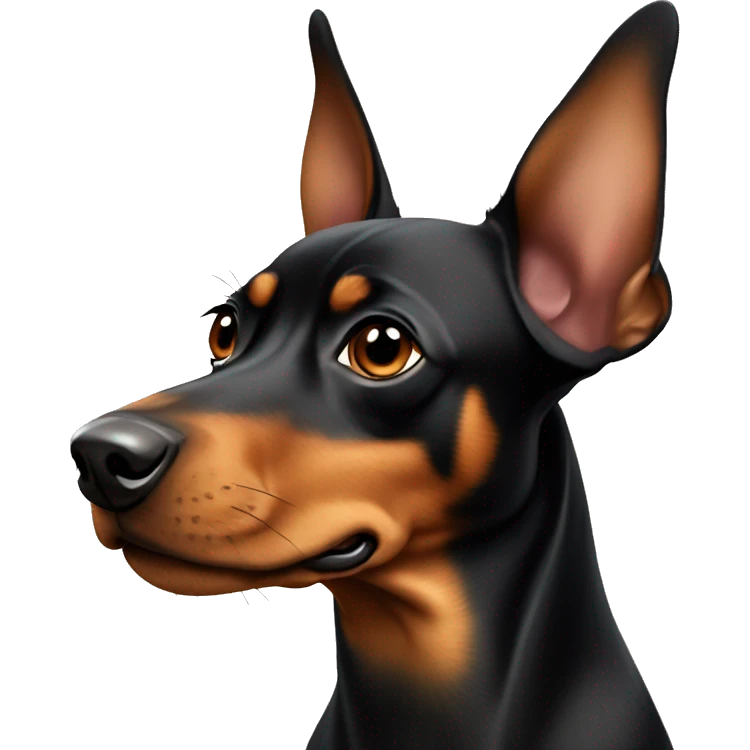 black tan pinscher big ears emoji
